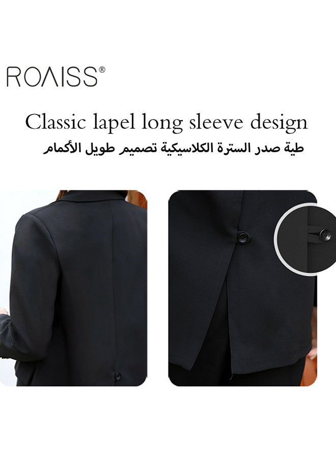 Women's Fashion Casual Loose Blazer Classic Versatile Jacket Side Flap Pockets with Button Closure Top