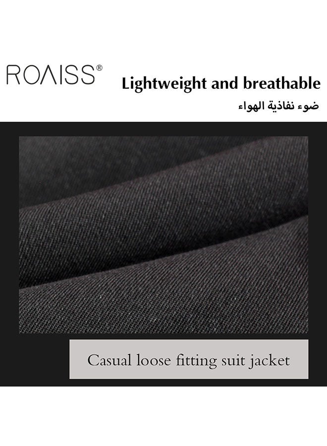 Women's Fashion Casual Loose Blazer Classic Versatile Jacket Side Flap Pockets with Button Closure Top