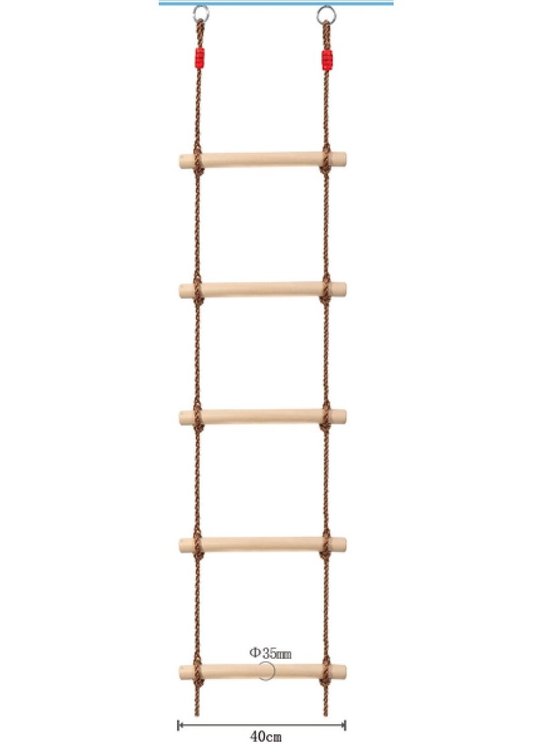 RBWTOYS Wooden Climbing Rope Ladder for Kids, Climbing Ladder for Swing Set, Hanging Rope Ladder with 1 Strap, Great for Play Set, Outdoor, Tree House, Playground, Ninja Slackline