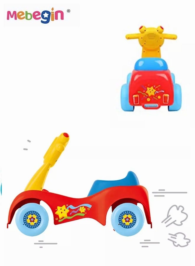 Fun Toddler Baby Car, Baby Balance Bike with Music and Light, Colorful Riding Toy, Ergonomic and Safe Design with Front and Rear Anti-topple Devices, No Pedals, Good Partner for Children' Growth