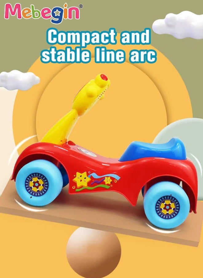 Fun Toddler Baby Car, Baby Balance Bike with Music and Light, Colorful Riding Toy, Ergonomic and Safe Design with Front and Rear Anti-topple Devices, No Pedals, Good Partner for Children' Growth