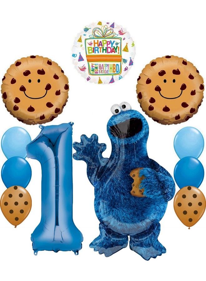 Cookie Monster 1St Birthday Party Supplies 11 Pc Balloon Bouquet Decorations