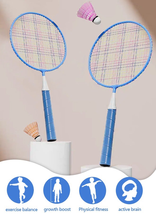 Badminton Rackets for Kids, Badminton Racquet Set for Toddler Indoor/Outdoor Sport Game Including 4 Badminton and Badminton Racket for Children 1 Pair