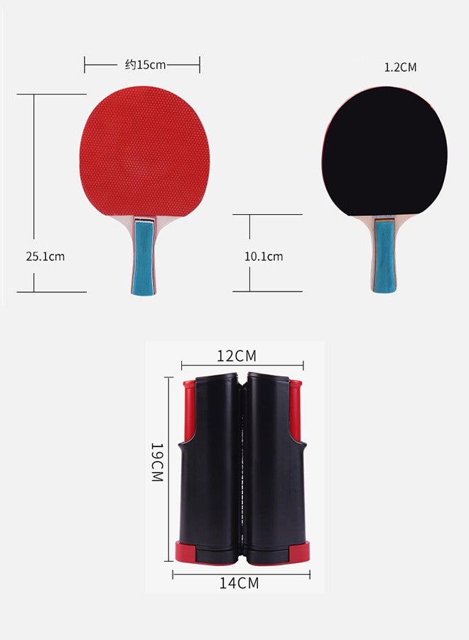 Ping Pong Paddles Set, Portable Table Tennis Set with Retractable Net, Rackets, Balls and and Storage Case for Indoor/Outdoor Games