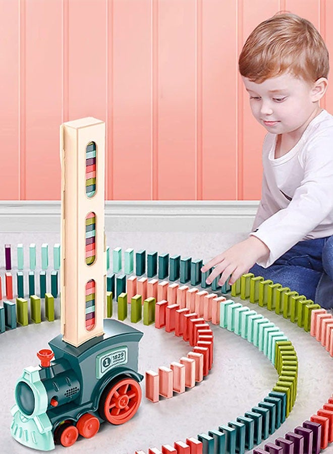 180 Pieces Dominos Train Toy Set, Automatic Domino Rally Train Model with Light and sound, Kids Domino Blocks Building Stacking Toy, Domino Set Stacker Game STEM Creative Gift