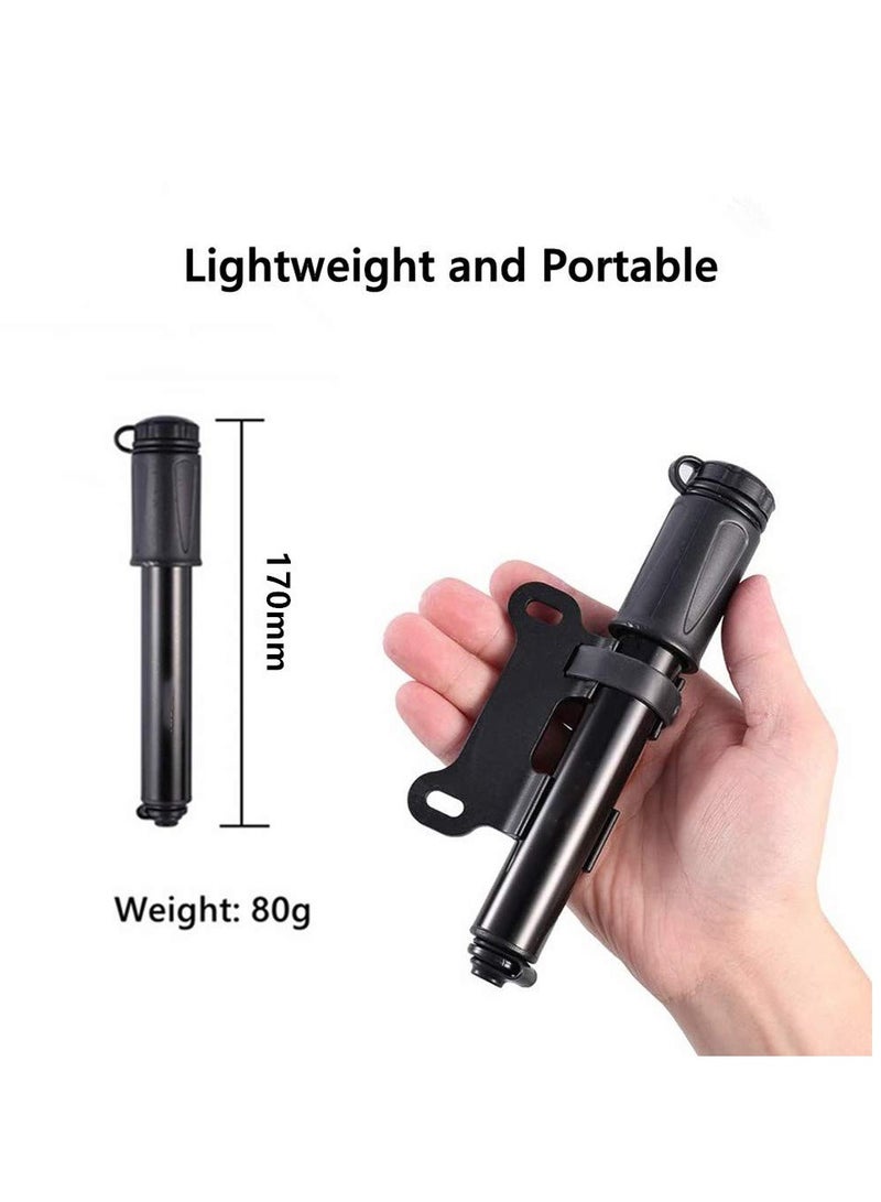 Mini Bicycle Pump, Portable Tire Valve Pump High Pressure Small Waterproof Air Hose Aluminum Alloy Inflator with Hose for Inflatable Balls Toys Mountain Bike Inflatable (black)