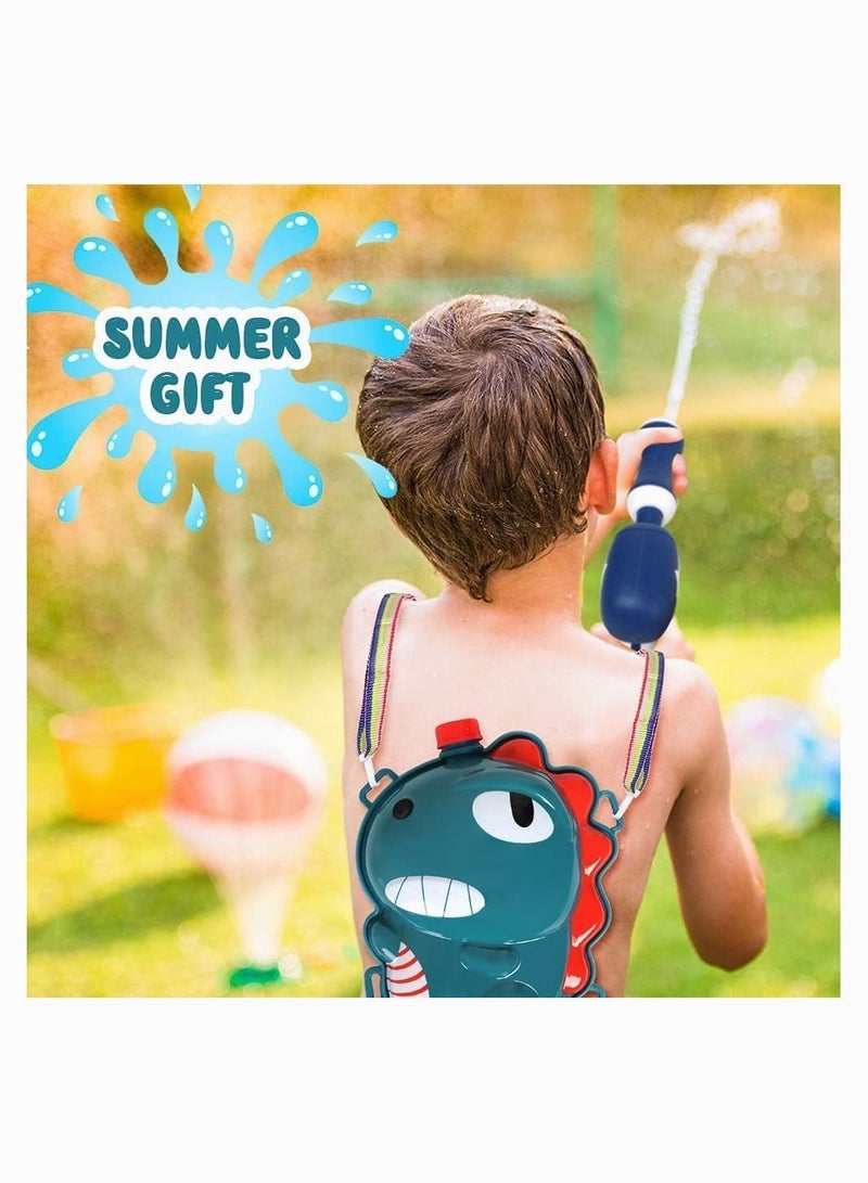 Water Gun for Kids, Backpack with 2L High Capacity Tank Adjustable Straps, Kids Summer Pool Beach Sand Outdoor Fighting Play Toys Spray Pull Toy (Green Dinosaur)