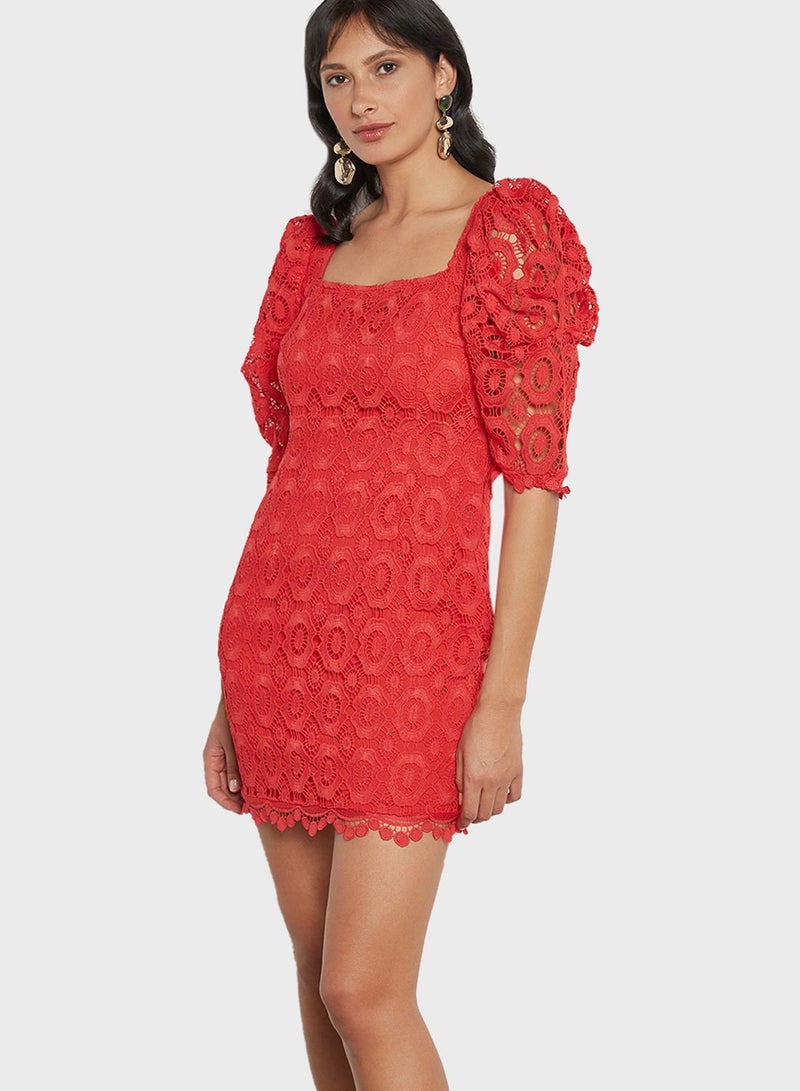 Puff Sleeve Lace Dress