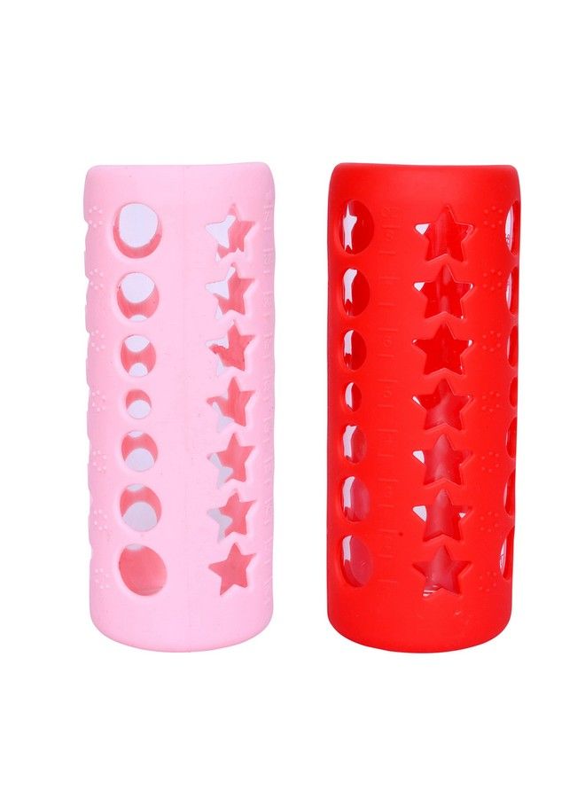 Baby Feeding Bottle Silicone Warmer Cover Sleeve Holder Insulated Protection For Newborns Infants Babies (Red & Pink 240Ml)