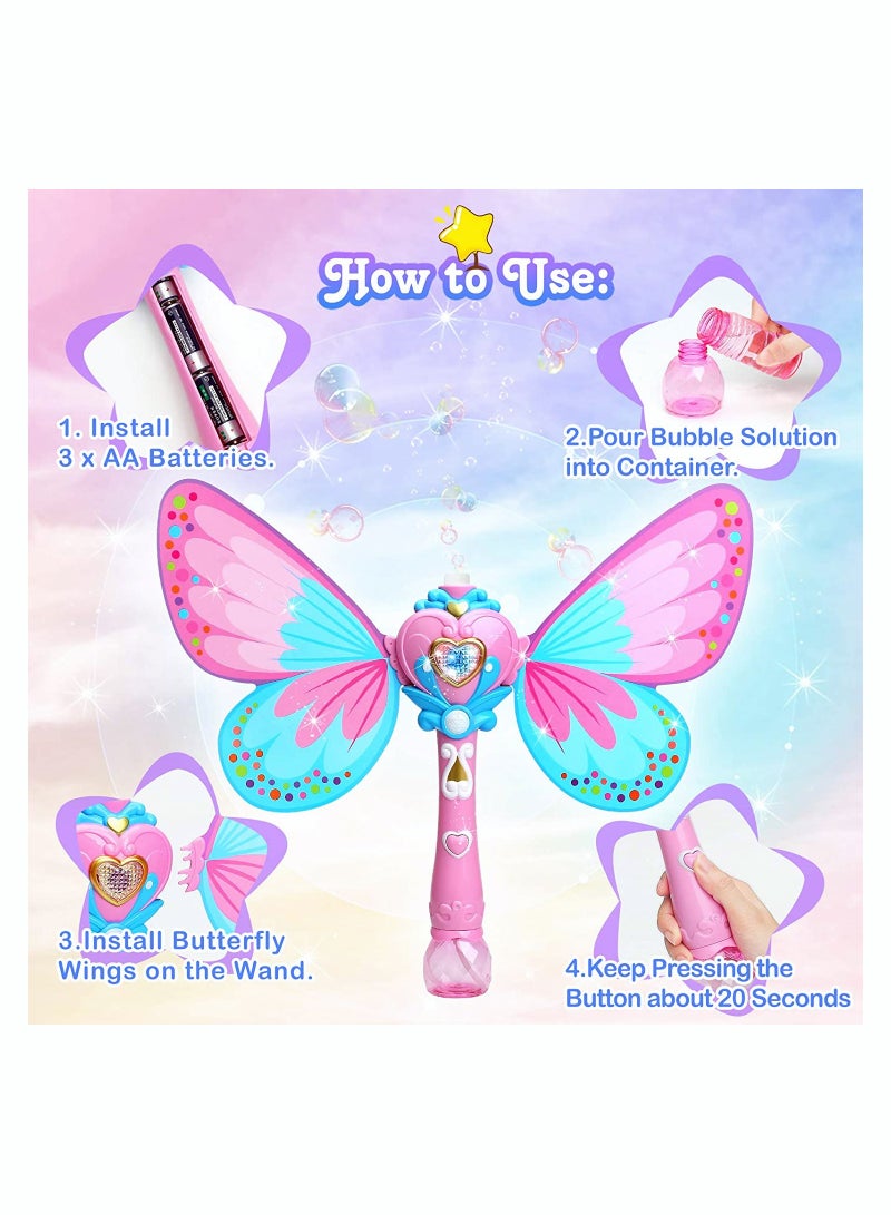 Bubble Machine for Kids Musical and Light-Up Bubble Princess Wand Fully Automatic  Fairy Magic Bubble Wand Magic Automatic Creative Blower Bubble Maker Big Bubble Wand for Kids Outdoor Toy