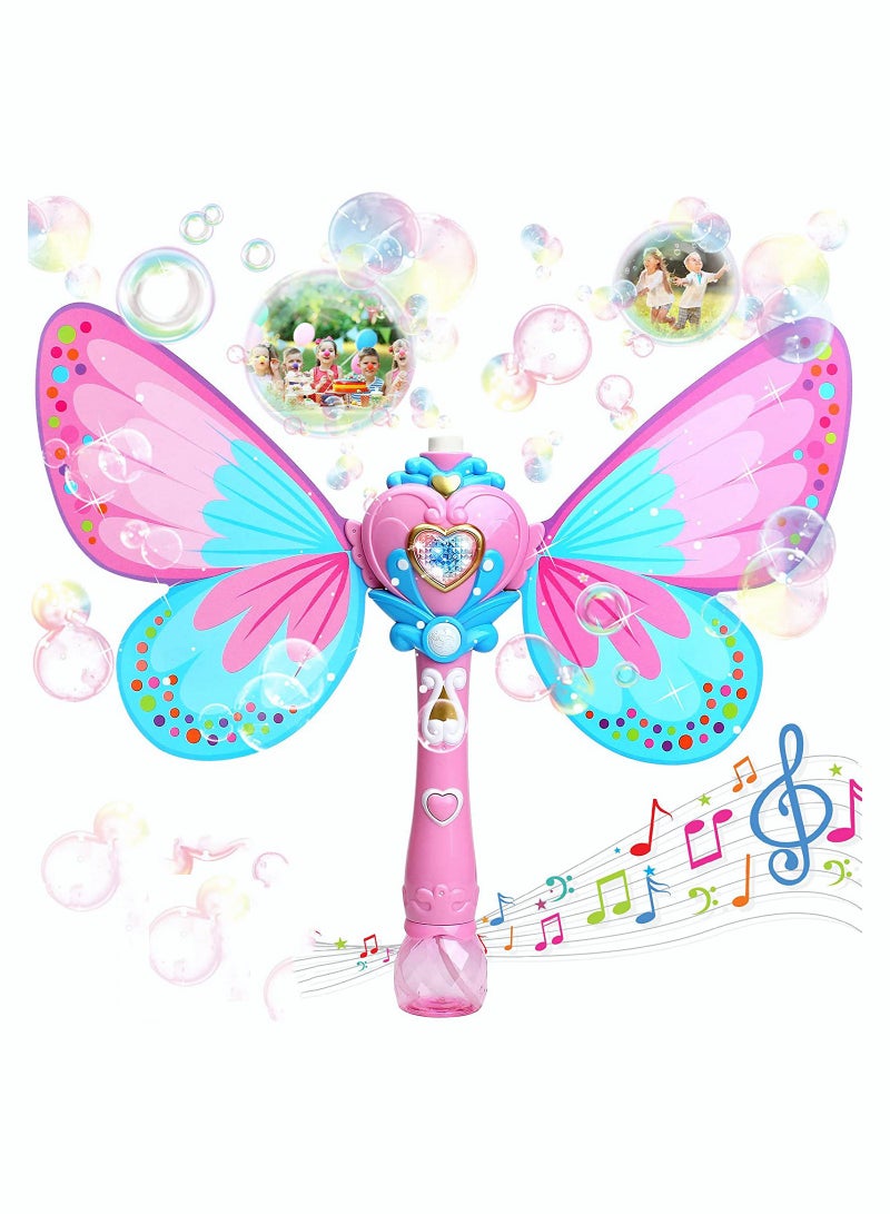 Bubble Machine for Kids Musical and Light-Up Bubble Princess Wand Fully Automatic  Fairy Magic Bubble Wand Magic Automatic Creative Blower Bubble Maker Big Bubble Wand for Kids Outdoor Toy