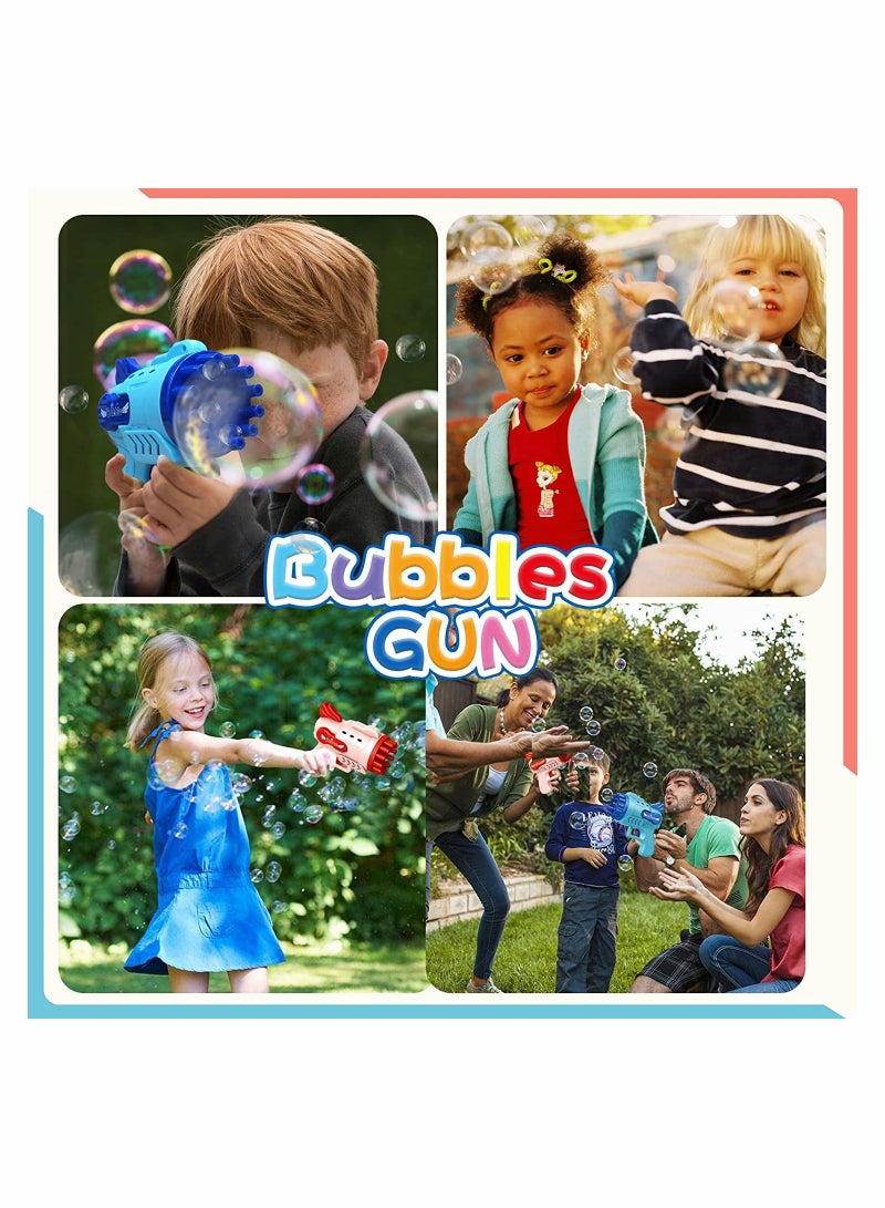 Bubble Gun for Kids 2PCS Automatic Bubble Machine 12 Hole Bubble Maker Summer Toy Bubble Blower with Light Party Favors Bubble Blower Novelty Bubble Blower Gatling Gun Outdoor Toys Bubble Maker