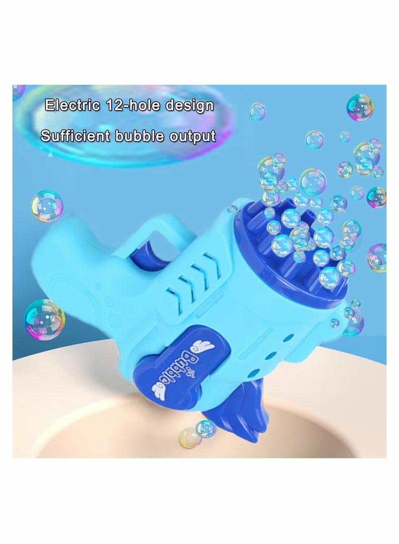 Bubble Gun for Kids 2PCS Automatic Bubble Machine 12 Hole Bubble Maker Summer Toy Bubble Blower with Light Party Favors Bubble Blower Novelty Bubble Blower Gatling Gun Outdoor Toys Bubble Maker