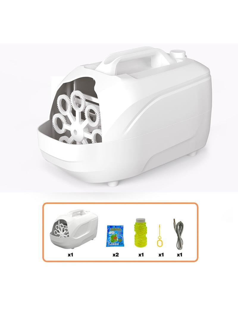 Kids Suitcase Shape Electric Bubble Blower White