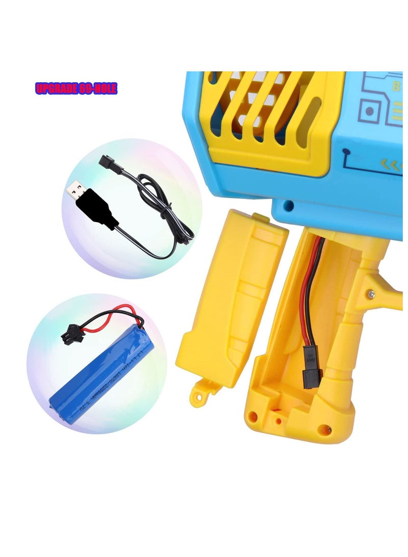 Bubble Machine 69 Hole Electric Huge Amount Maker Strong Tightness Blaster Bazooka with Colorful Lights for Boys Girls Birthday Summer Outdoor Party Gift