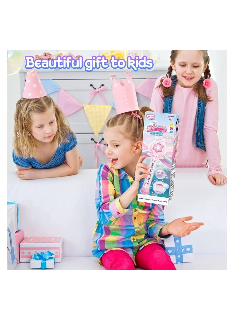 Bubble Machine for Kids Princess Bubble Wands with Detachable Wings 1000+ Bubbles/Minute Light Up Musical Bubbles Blow Maker Outdoor Princess Wand Automatic  Fairy Bubble Wand