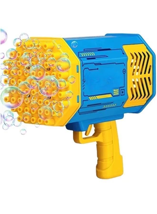 69 Holes Bazooka Bubble Gun with LED Flash Lights Outdoor Toy For Kids Ages 3+ Blue