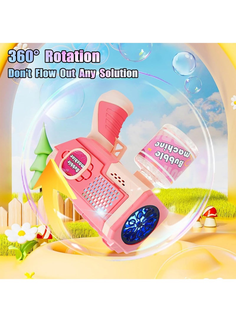 Bubble Gun For Kids Soft Lights Bubble Blaster Kids Toys Party Favors 8 Holes Bubble Gun Pink