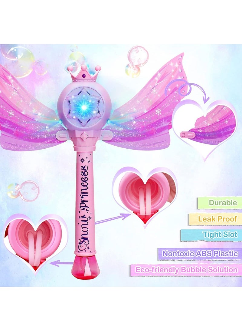 Bubble Machine For Toddlers Kids Bubble Wands With Detachable Wings 1000+ Bubbles Per Minute Light Up Bubble Maker Outdoor Toys With Music