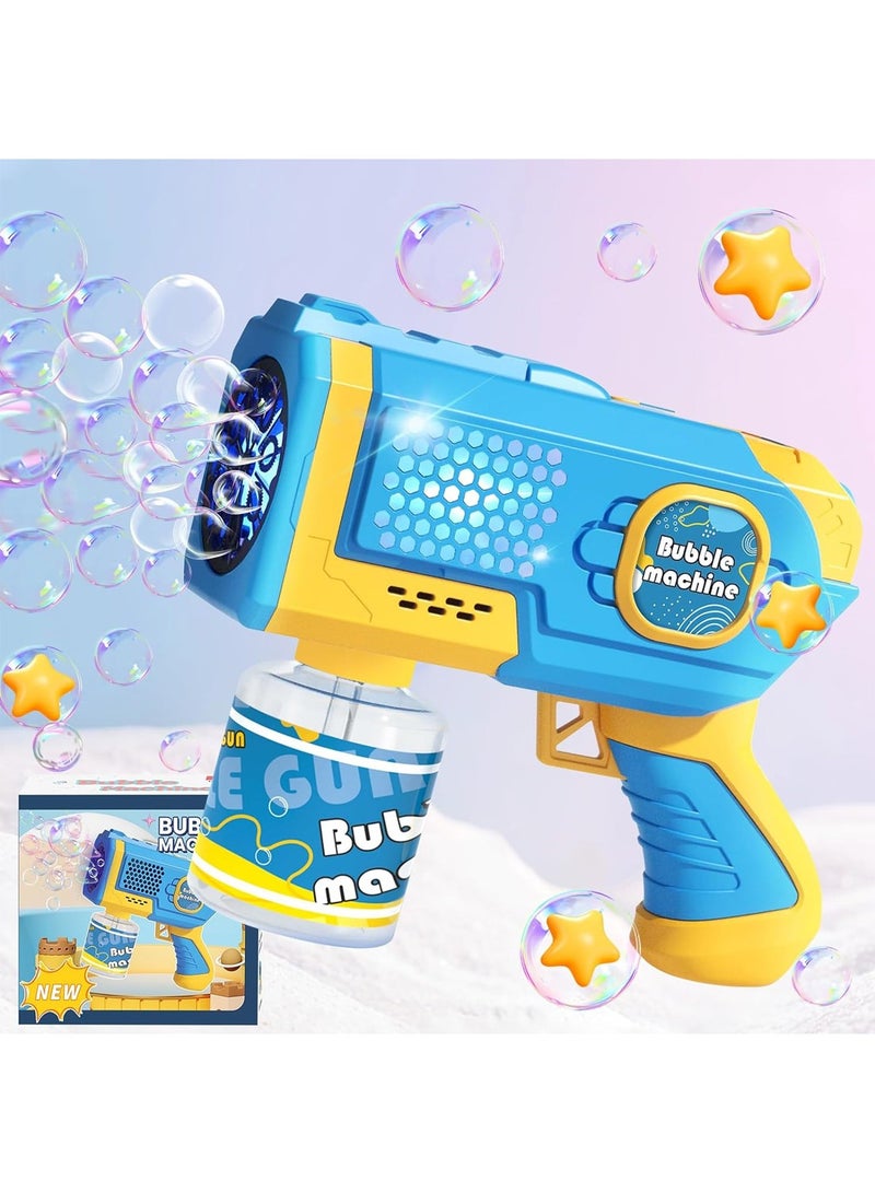 Bubble Gun For Kids Soft Lights Bubble Blaster Kids Toys Party Favors 8 Holes Bubble Gun Blue