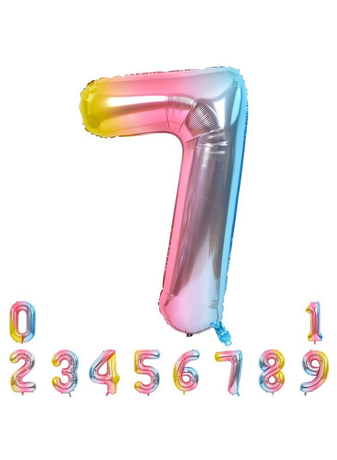 40 Inch Rainbow Large Numbers Balloons 09 Number 7 Digit 7 Helium Balloons Foil Mylar Big Number Balloons For Birthday Unicorn Party Anniversary Supplies Decorations