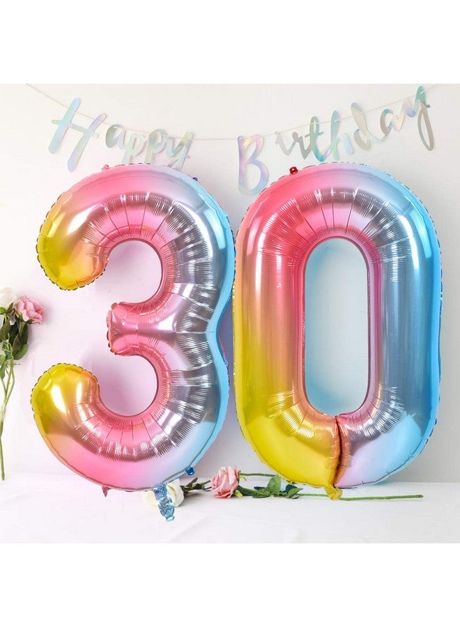 40 Inch Rainbow Large Numbers Balloons 09 Number 7 Digit 7 Helium Balloons Foil Mylar Big Number Balloons For Birthday Unicorn Party Anniversary Supplies Decorations