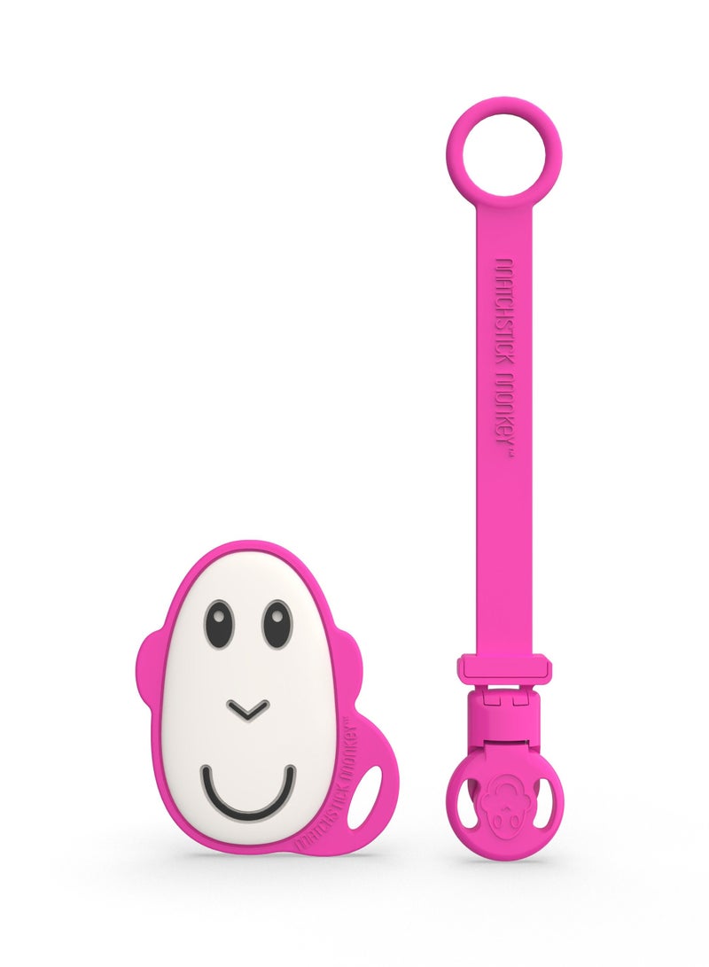 Flat Face Teether and Soother Clip 	- Pink