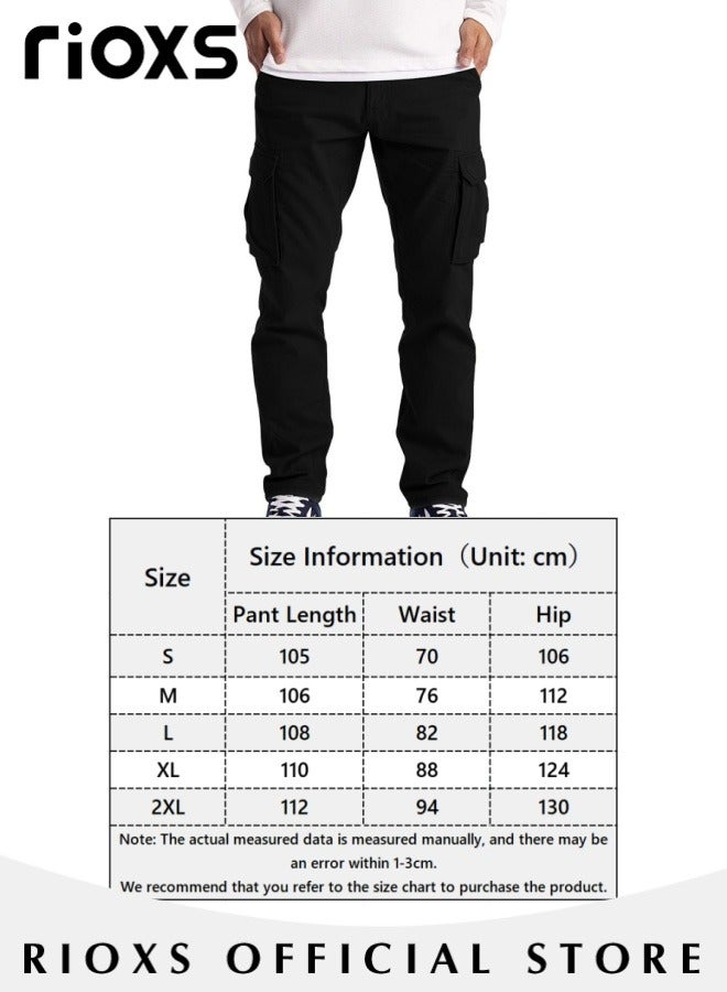 Men's Cargo Pants, Casual Work Pants With Pockets, Cotton Hiking Sweatpants For Men, Mes Athletic Jogger Sports Outdoor Trousers, Relaxed Fit Joggers Pants, Open Bottom Drawstring Trousers