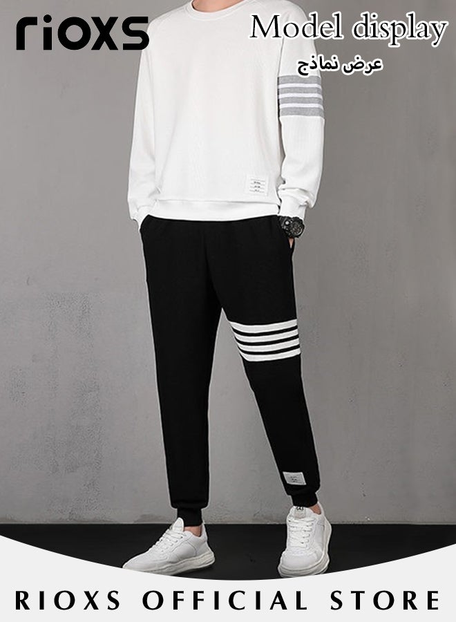 Men's 2 Pieces Athletic Set-Crewneck Sweatshirt And Sweatpants With Pockets,Tracksuit Casual Workout Sportswear Set For Men,Long Sleeve Tops & Jogging Sweatpants