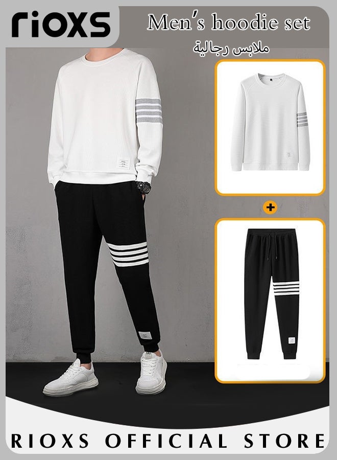 Men's 2 Pieces Athletic Set-Crewneck Sweatshirt And Sweatpants With Pockets,Tracksuit Casual Workout Sportswear Set For Men,Long Sleeve Tops & Jogging Sweatpants