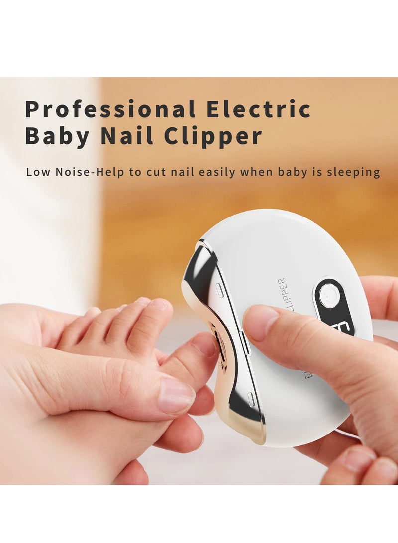 Automatic Nail Clipper, Electric Nail Clippers Automatic Safety Fingernail Cutter and Filer Rechargeable Nail Trimmer Nail Scissors Gift for for Adults Seniors Infant Baby Kids Men Women (White)