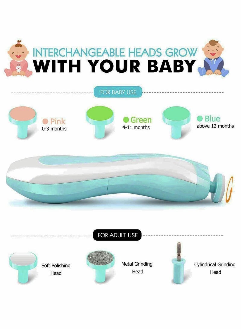 Baby Nail Trimmer, Electric File Drill Tool for Baby, Safe Clippers with LED Front Light Newborn or Toddler Toes, and Fingernails(Blue)
