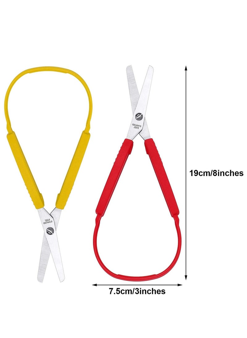 Loop Scissors, Colorful Grip Scissors Handle Self-Opening Adaptive Cutting