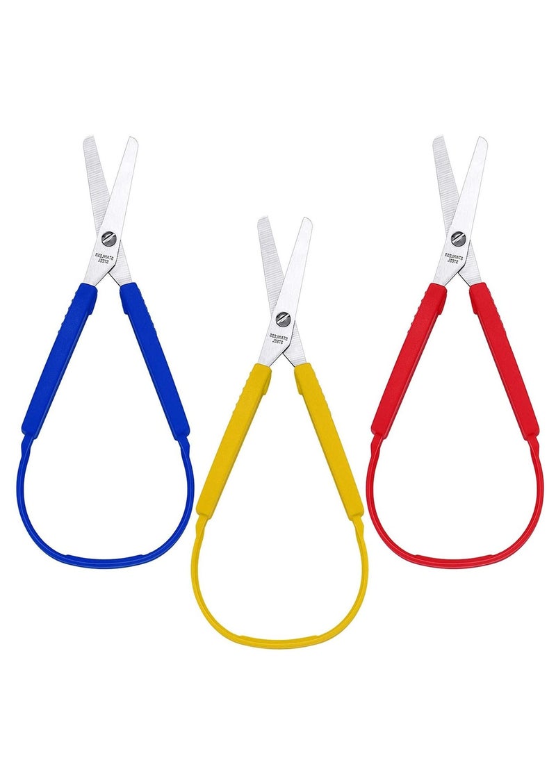 Loop Scissors, Colorful Grip Scissors Handle Self-Opening Adaptive Cutting