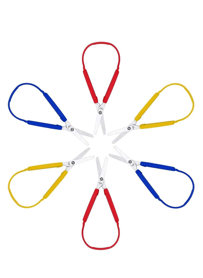 Loop Scissors, Colorful Grip Scissors Handle Self-Opening Adaptive Cutting