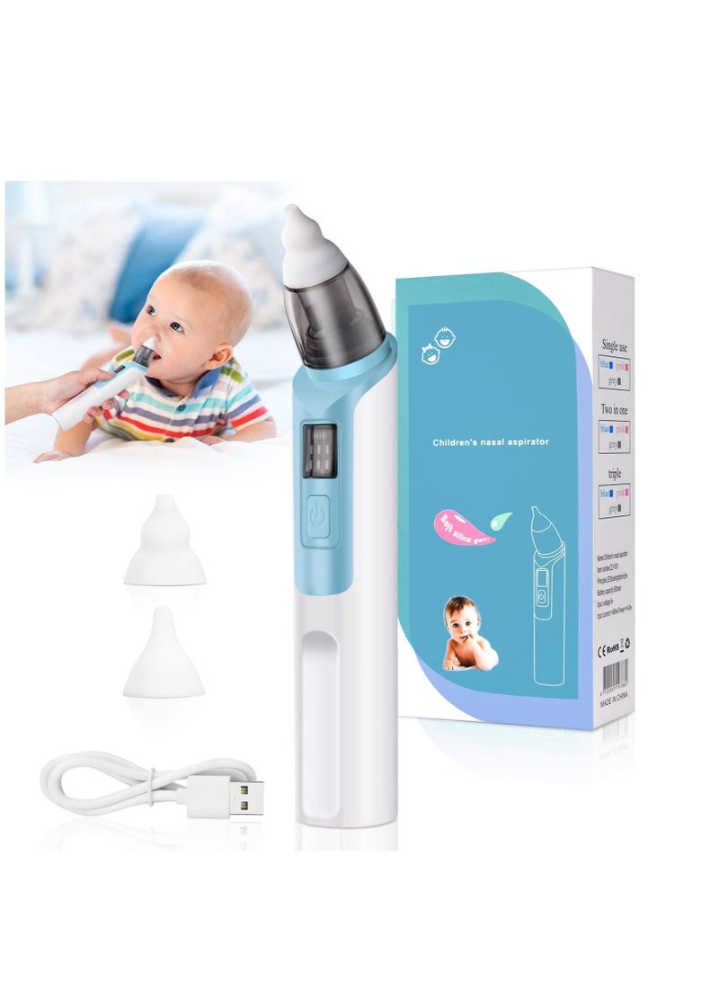 Baby Nasal Aspirator, Electric Nose Suction Rechargeable Baby Nose Cleaner, Toddlers Booger Mucus Sucker for Toddlers and Newborns, 6 Levels of Suction (blue)