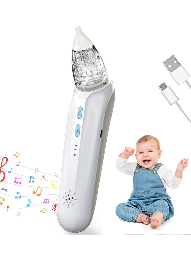 Electric Nasal Aspirator for Baby, Baby Nose Sucker, Cleaner with Soothing Lullaby Function, Rechargeable Music, Three-Speed Suction, Anti-Backflow