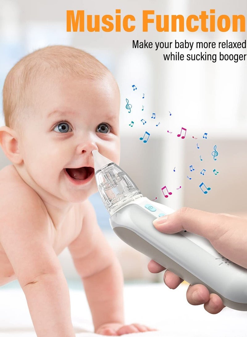 Electric Nasal Aspirator for Baby, Baby Nose Sucker, Cleaner with Soothing Lullaby Function, Rechargeable Music, Three-Speed Suction, Anti-Backflow