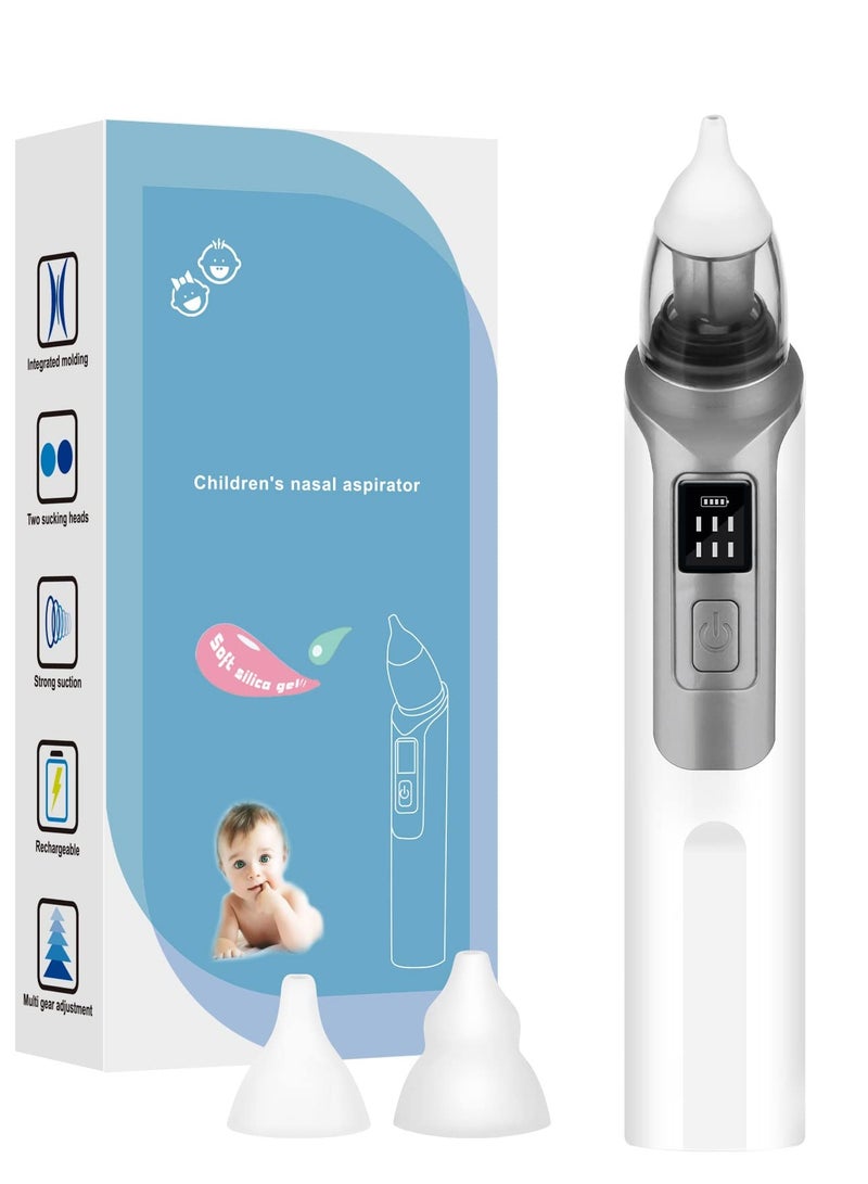 Baby Nasal Aspirator, Electric Nose Suction Rechargeable Baby Nose Cleaner, Toddlers Booger Mucus Sucker for Toddlers and Newborns, 6 Levels of Suction Grey