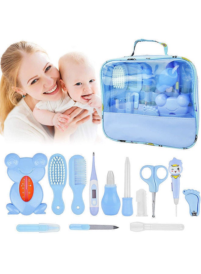 Baby Grooming Kit Set 13 PCS Healthcare and Thermometer Feeder Nasal Aspirator Finger Toothbrush Newborn Manicure Infant Nail Clippers Hairbrush Tool