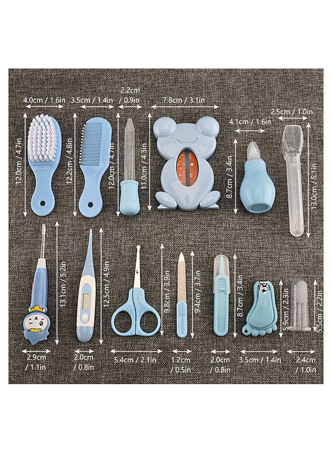 Baby Grooming Kit Set 13 PCS Healthcare and Thermometer Feeder Nasal Aspirator Finger Toothbrush Newborn Manicure Infant Nail Clippers Hairbrush Tool