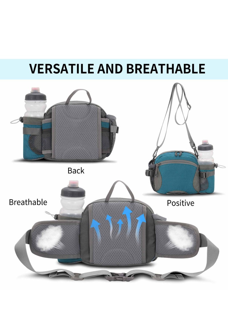 SYOSI Bumbag with Bottle Holder, Hiking Waist Bumbags with Multi-Pockets, Universal Sports Camping Waist Packs Waterproof Climbing Waist Bags for Climbing Hiking Travel Cycling Outdoor Sport