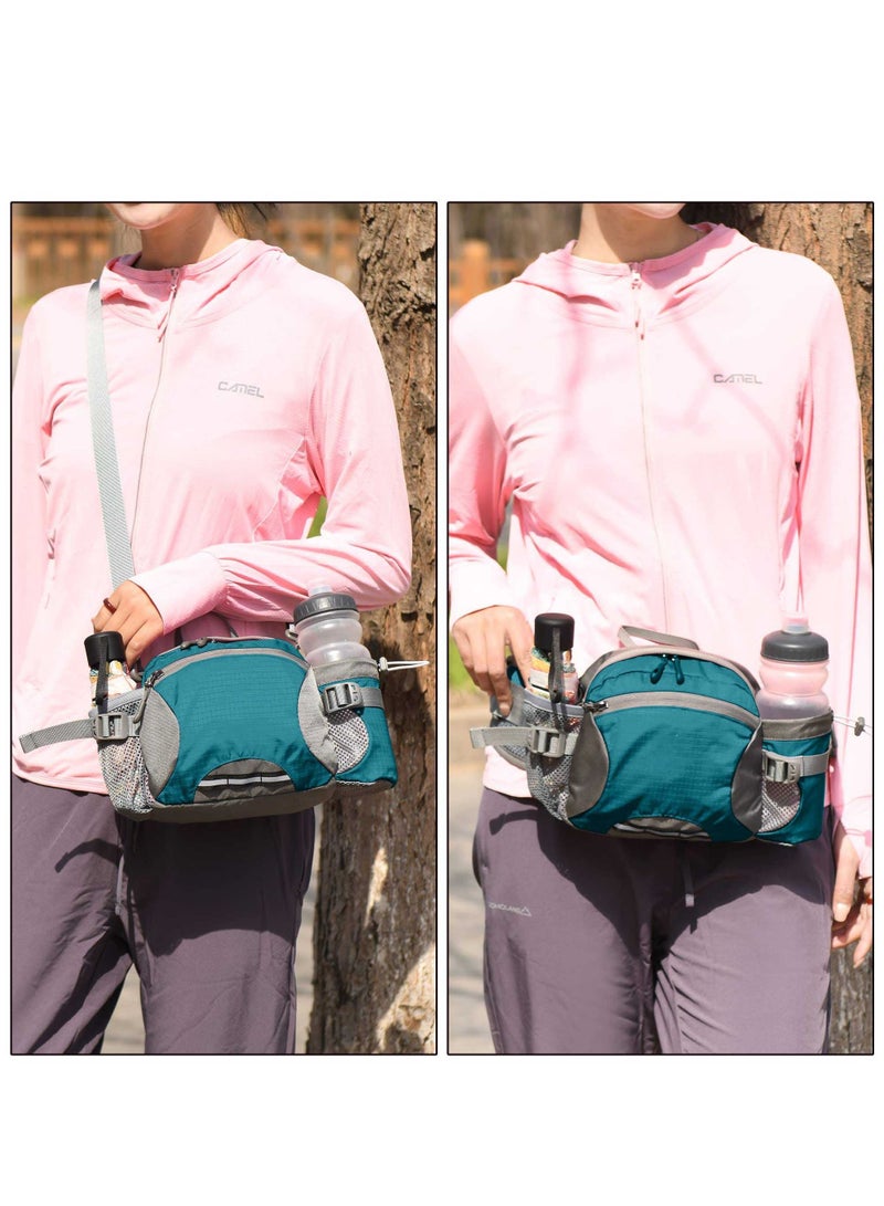 SYOSI Bumbag with Bottle Holder, Hiking Waist Bumbags with Multi-Pockets, Universal Sports Camping Waist Packs Waterproof Climbing Waist Bags for Climbing Hiking Travel Cycling Outdoor Sport