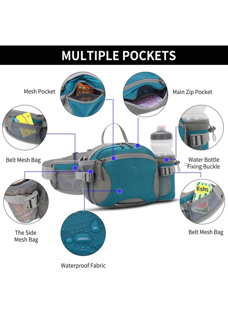 SYOSI Bumbag with Bottle Holder, Hiking Waist Bumbags with Multi-Pockets, Universal Sports Camping Waist Packs Waterproof Climbing Waist Bags for Climbing Hiking Travel Cycling Outdoor Sport