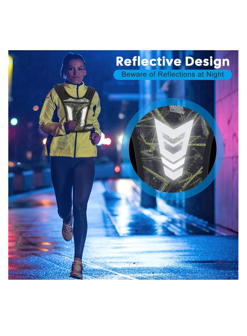 Running Vest Phone Holder, Chest Phone Holder with 4 Pockets Lightweight Breathable Training Reflective, Running Vest Sport Jogging Vest, Adjustable Waistband for Running, Gym, Biking, Men & Women