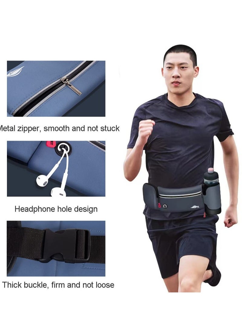 Running Belt Bag, Running Belt Bag with Foldable Water Bottle Holder, Running Phone Holder for Women and Men, Water Resistant and Non Bouncing, Perfect for Running, Cycling and Walking