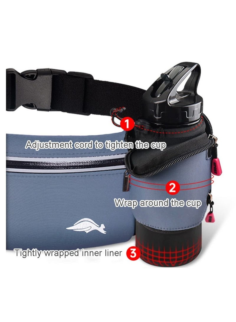 Running Belt Bag, Running Belt Bag with Foldable Water Bottle Holder, Running Phone Holder for Women and Men, Water Resistant and Non Bouncing, Perfect for Running, Cycling and Walking