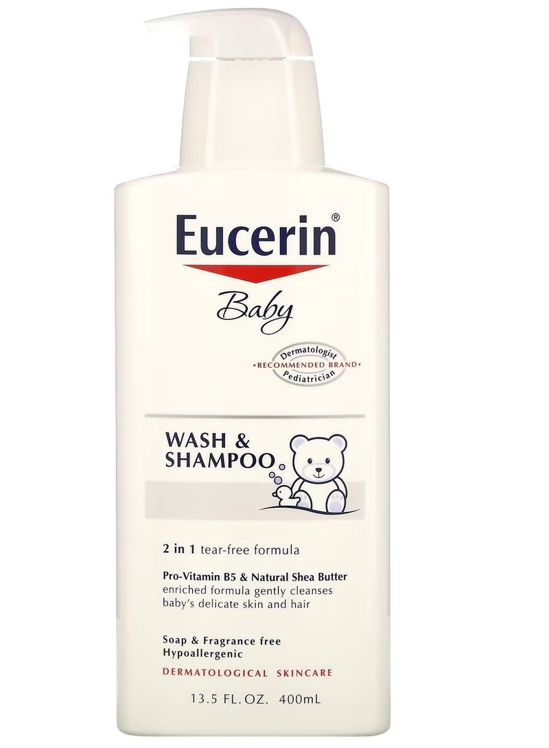 Eucerin Baby Wash & Shampoo Fragrance Free 13.5 fl oz 400 ml