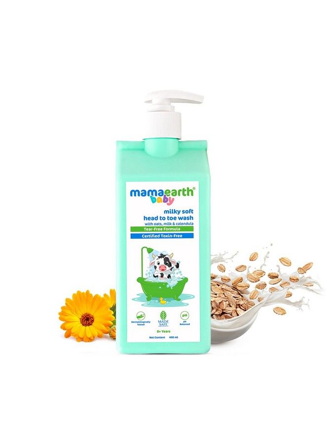 Milky Soft Head To Toe Wash With Oats Milk And Calendula For Babies400 Ml 2 In 1 Tear Free Body Wash & Shampoo ; Moisturizes And Soothes Skin