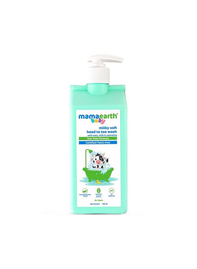 Milky Soft Head To Toe Wash With Oats Milk And Calendula For Babies400 Ml 2 In 1 Tear Free Body Wash & Shampoo ; Moisturizes And Soothes Skin